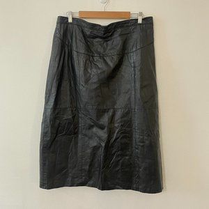 Vintage 80s black leather maxi skirt